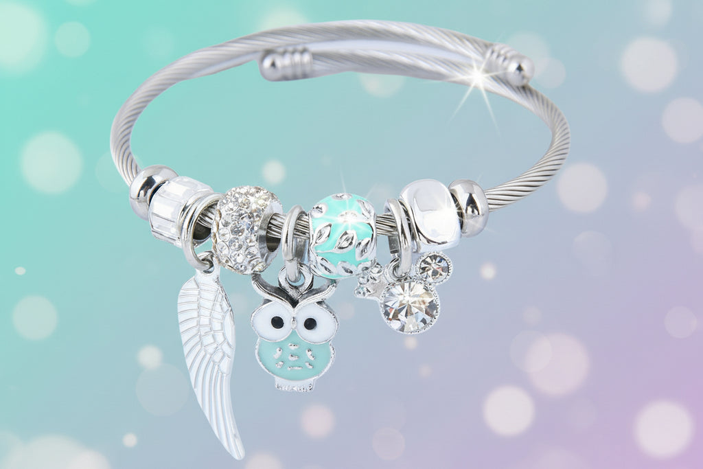 Bracelet Hibou Ailes d'Ange - Perles Acier Inoxydable