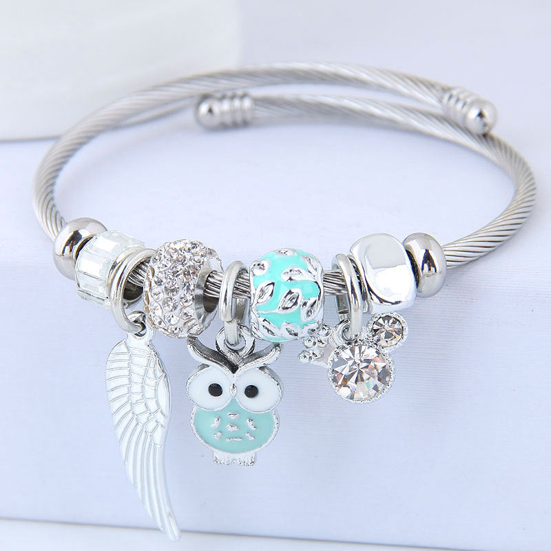 Bracelet Hibou Ailes d'Ange - Perles Acier Inoxydable