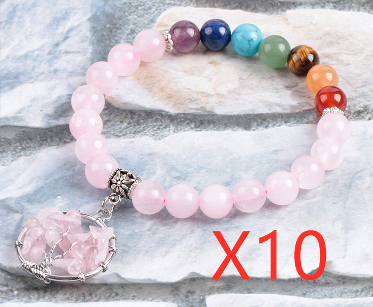 Bracelet 7 Chakras en Cristal Naturel - Équilibre et Harmonie