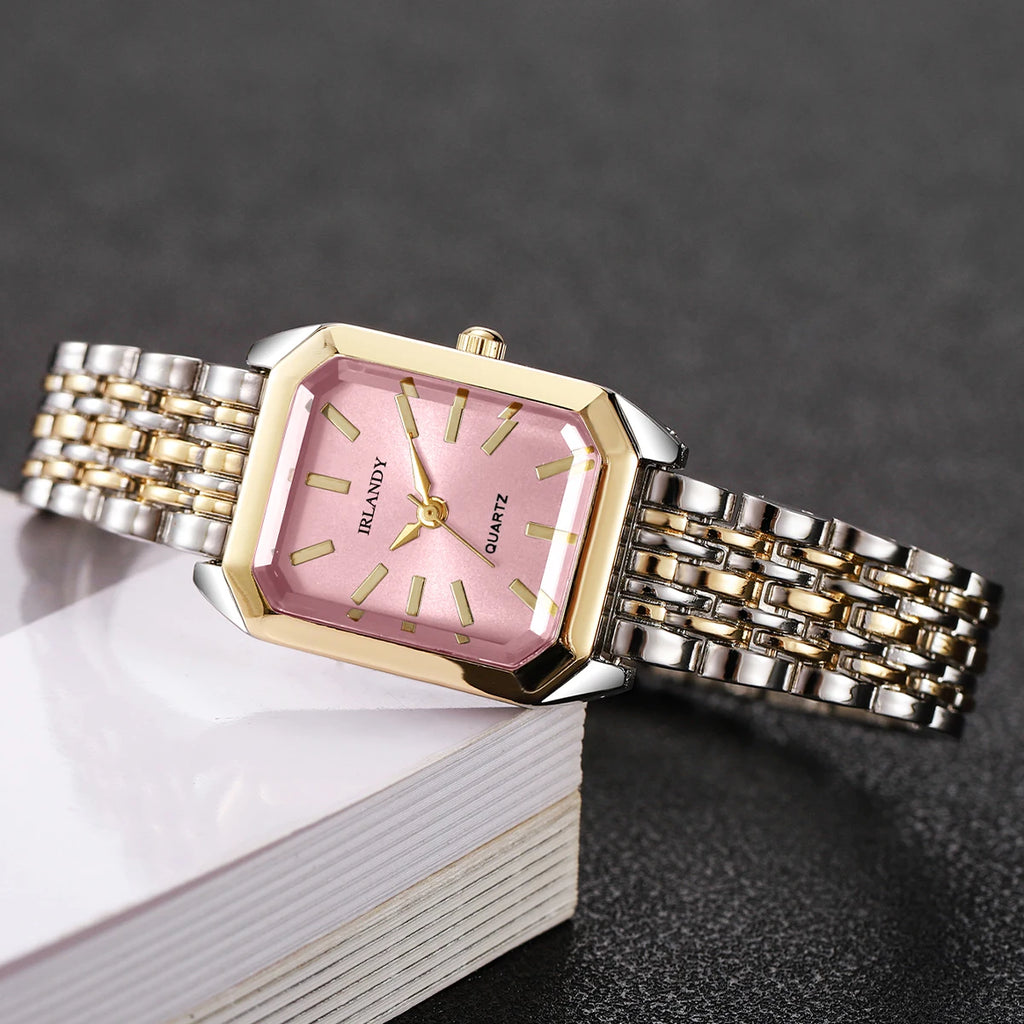 Montre Femme Rectangulaire Acier - Élégante Quartz Bracelet Métal Cadeau