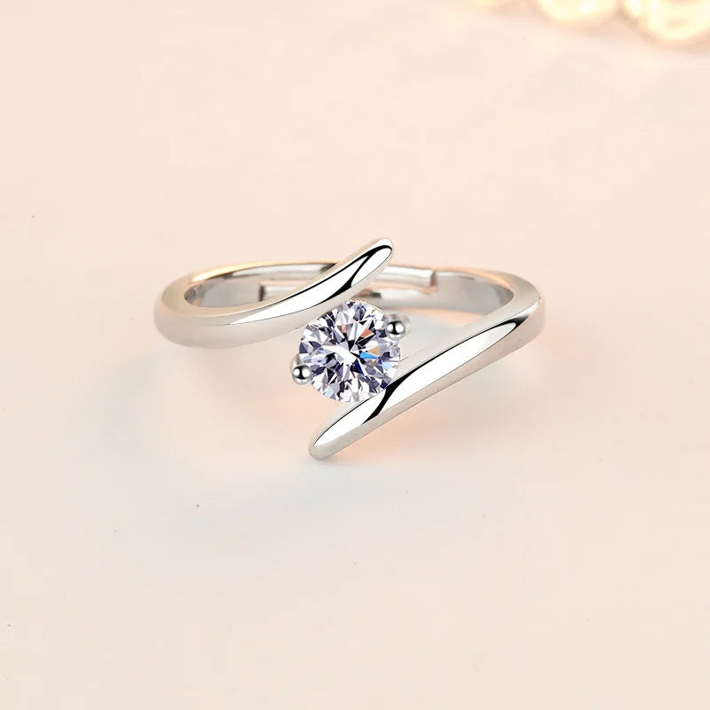 Bague Argent 925 Zircon - Élégante Luxe Femme Mariage Soirée Cadeau
