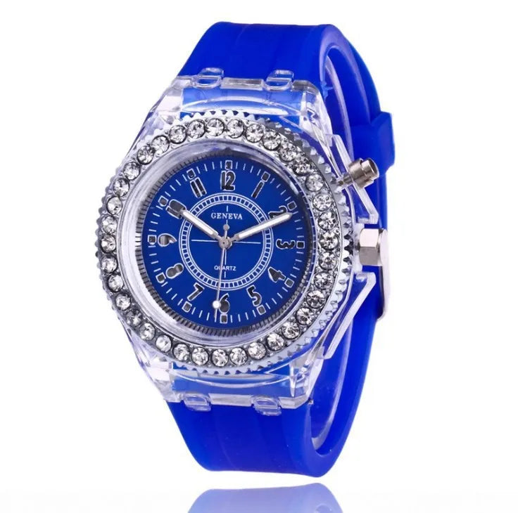Montre LED Lumineuse Strass - Silicone Fashion Unisexe Enfant Adulte
