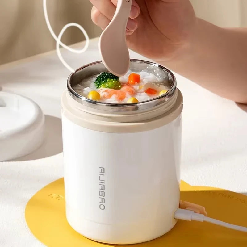 Lunch Box Chauffante USB 600ml - Boîte Repas Électrique Portable Acier Inoxydable