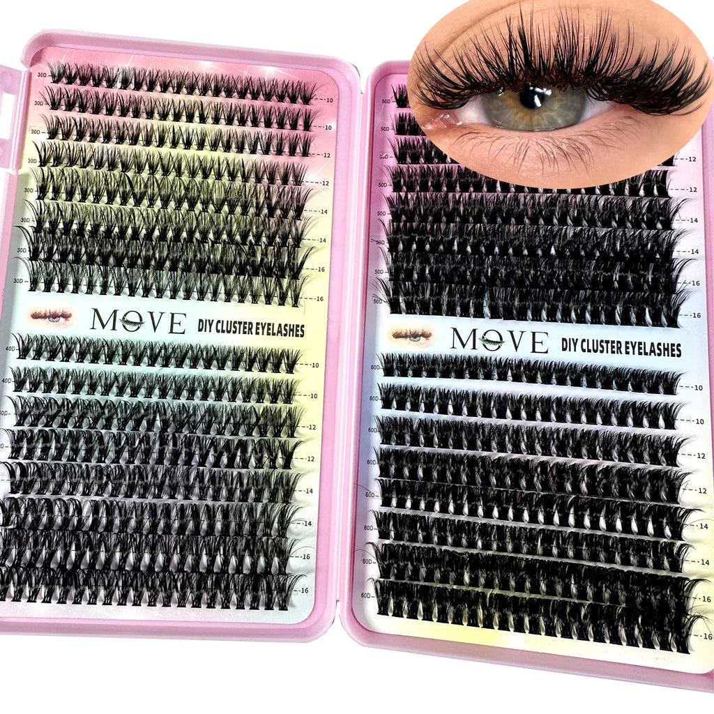 Kit Extensions Cils 640 Clusters 5D - Faux Mink Volume Épais Maquillage