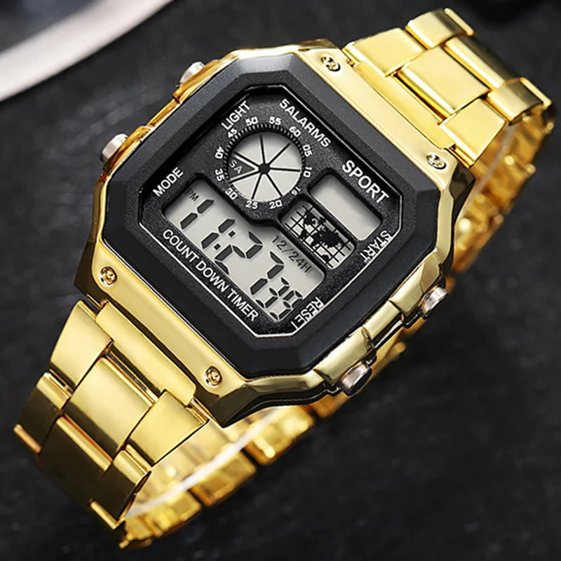 Montre Homme Digitale Militaire Luxe - Acier Inoxydable LED Sport Classique
