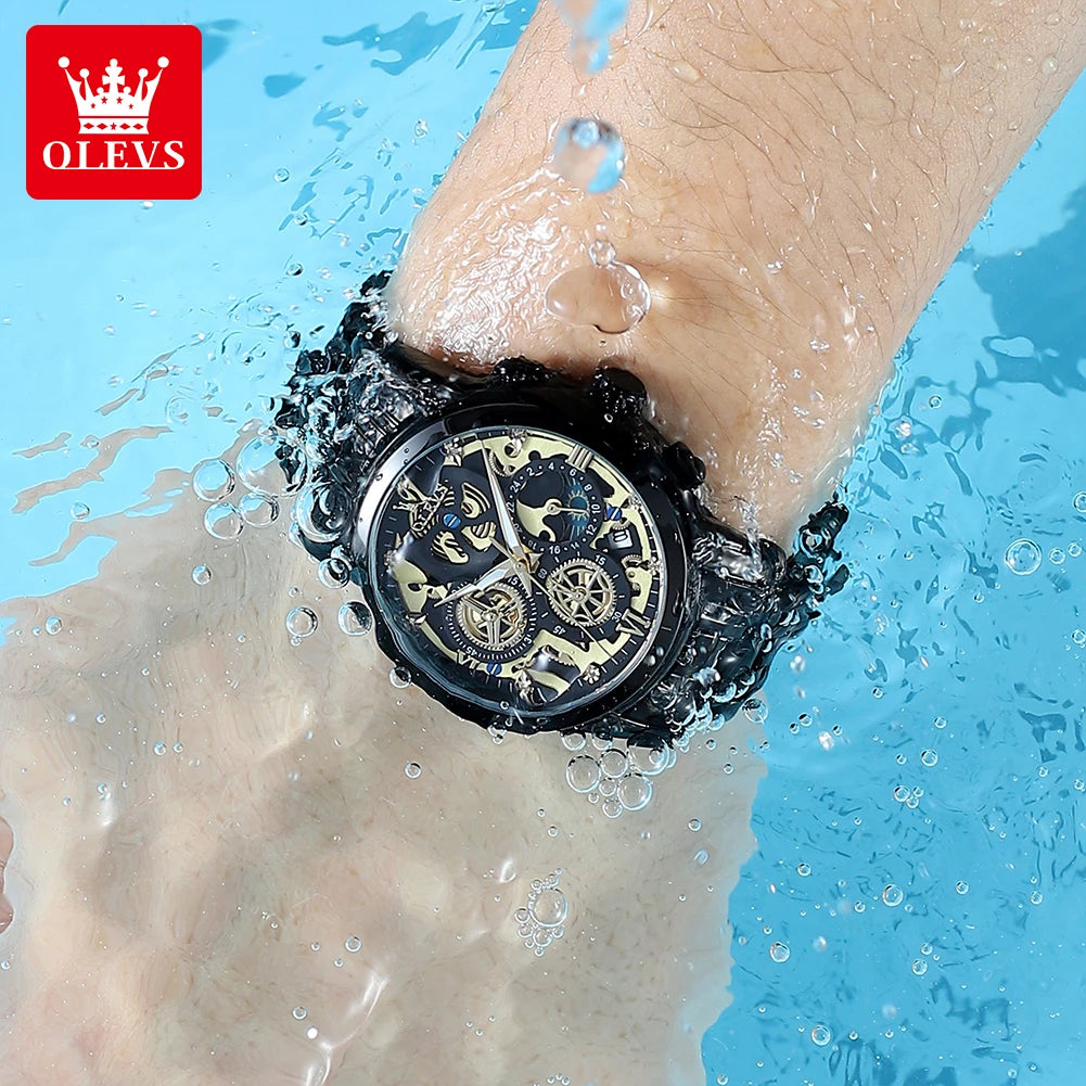 Montre Homme OLEVS Waterproof 30m - Chronographe Lumineux Quartz