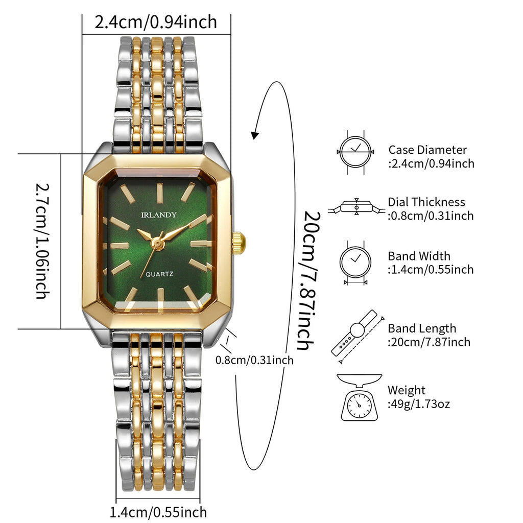 Montre Femme Rectangulaire Acier - Élégante Quartz Bracelet Métal Cadeau