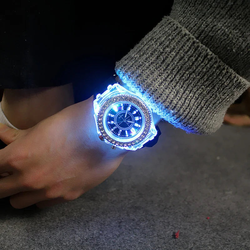 Montre LED Lumineuse Strass - Silicone Fashion Unisexe Enfant Adulte