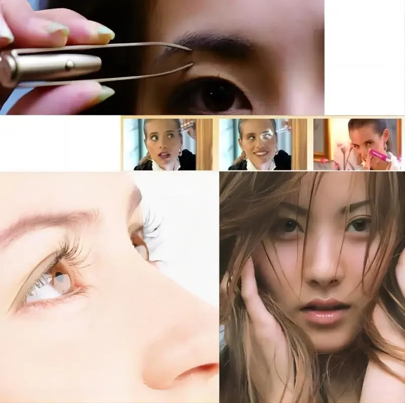 Pince à Épiler LED Acier Inoxydable - Précision Sourcils Lumière Intégrée