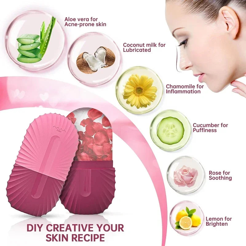 Roller Facial Glacé Silicone - Anti-Poches Yeux Resserre Pores Massage Visage