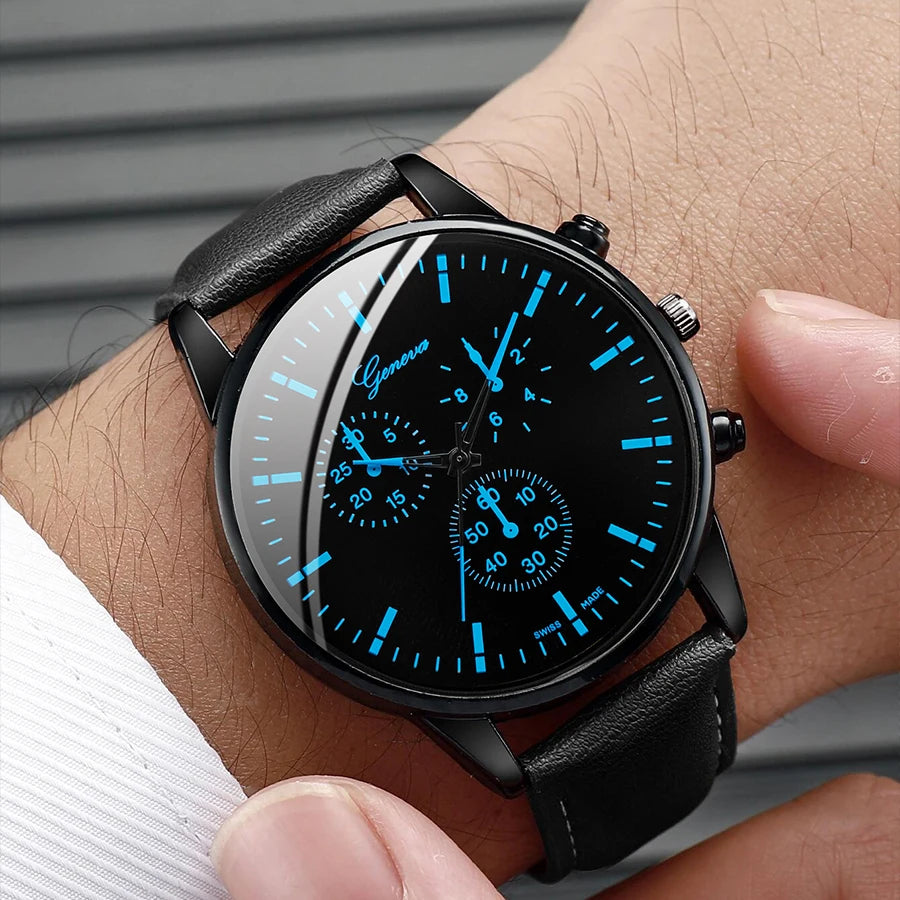 Coffret Cadeau Homme 3 Pièces - Montre Cuir + Collier + Bracelet