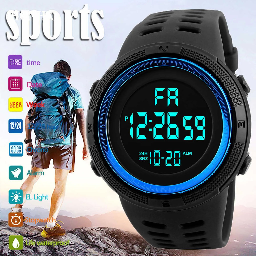 Montre Militaire Sport LED Homme - Digitale Multifonction Lumineuse Étanche