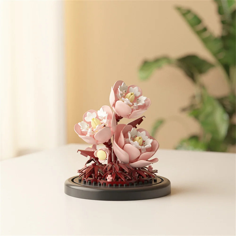 Bouquet Fleurs Éternelles Briques Construction - Bonsaï Déco Maison Micro Blocs Cadeau Anniversaire Enfant