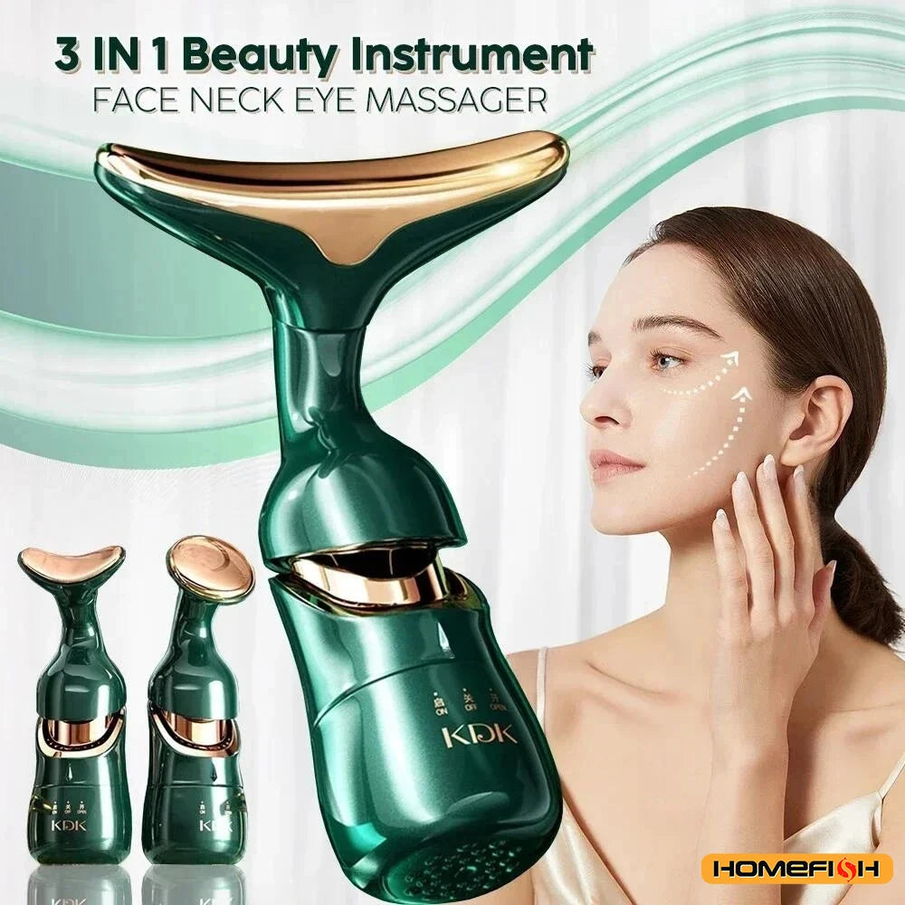 Appareil Lifting Facial 3 en 1 EMS - Anti-Rides Raffermissant Visage Cou Yeux