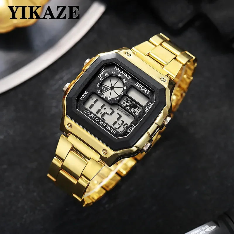 Montre Homme Digitale Militaire Luxe - Acier Inoxydable LED Sport Classique