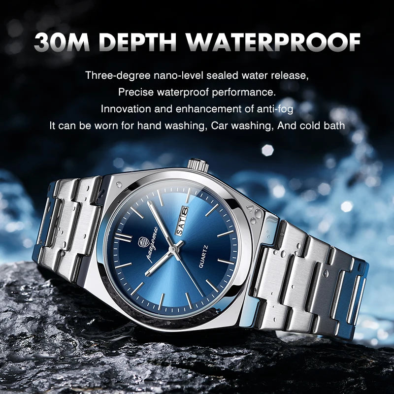 Montre Homme Luxe Acier Inoxydable - Quartz Sport Étanche Lumineuse Date