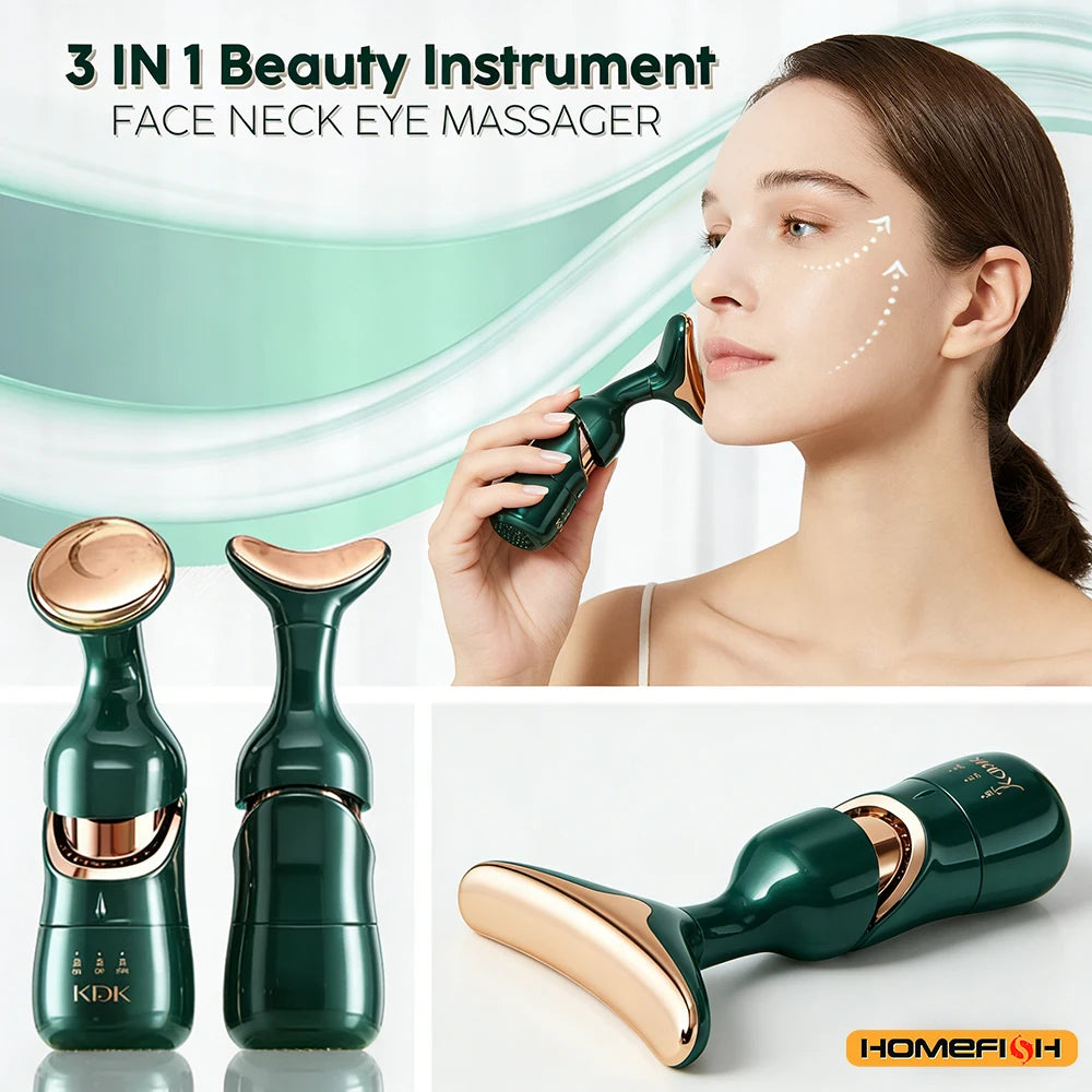 Appareil Lifting Facial 3 en 1 EMS - Anti-Rides Raffermissant Visage Cou Yeux