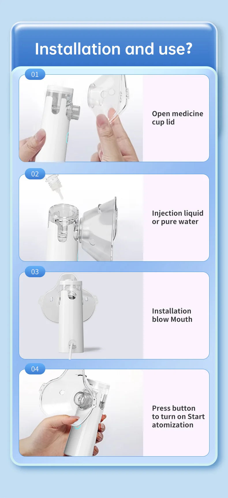 Nébuliseur Médical Portable Silencieux - Inhalateur Asthme Enfants Adultes