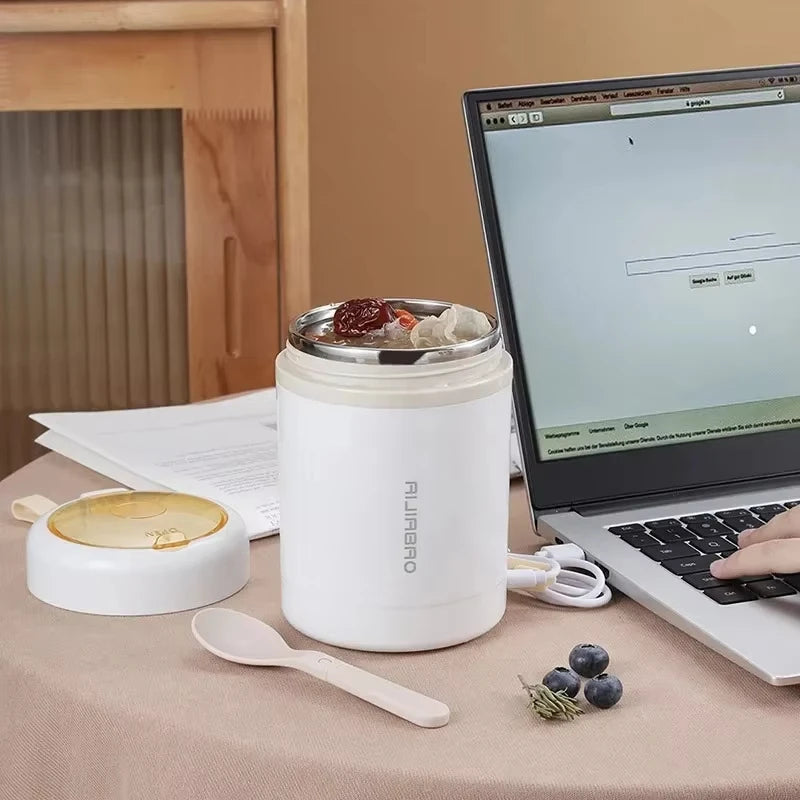 Lunch Box Chauffante USB 600ml - Boîte Repas Électrique Portable Acier Inoxydable
