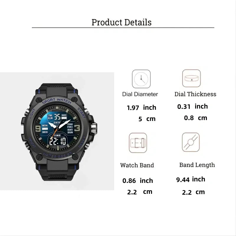 Montre Homme Luxe Double Mouvement - Quartz Électronique Étanche Lumineuse Acier