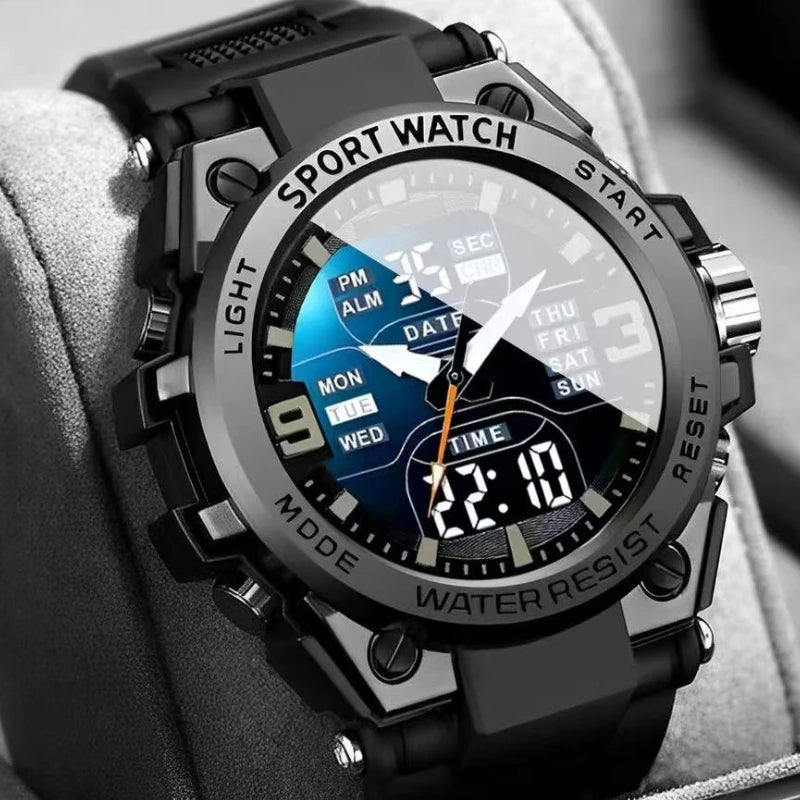 Montre Homme Luxe Double Mouvement - Quartz Électronique Étanche Lumineuse Acier