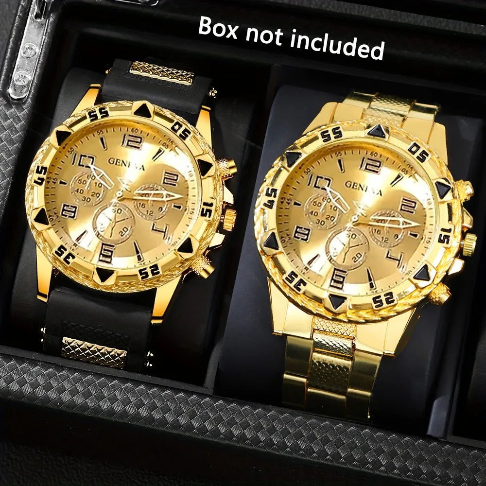 Coffret 2 Montres Homme Vintage - Acier Inoxydable + Silicone Quartz