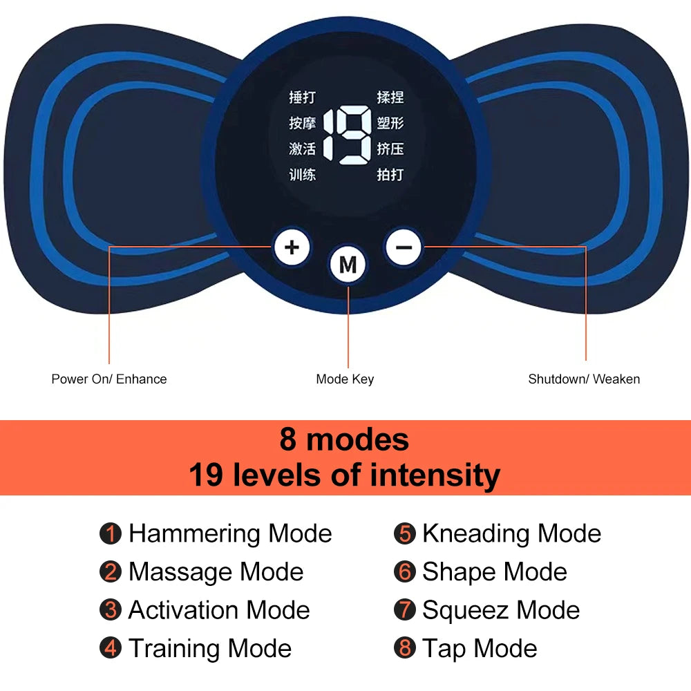 Masseur Cervical Électrique EMS - 8 Modes Massage Cou Dos Soulage Douleurs