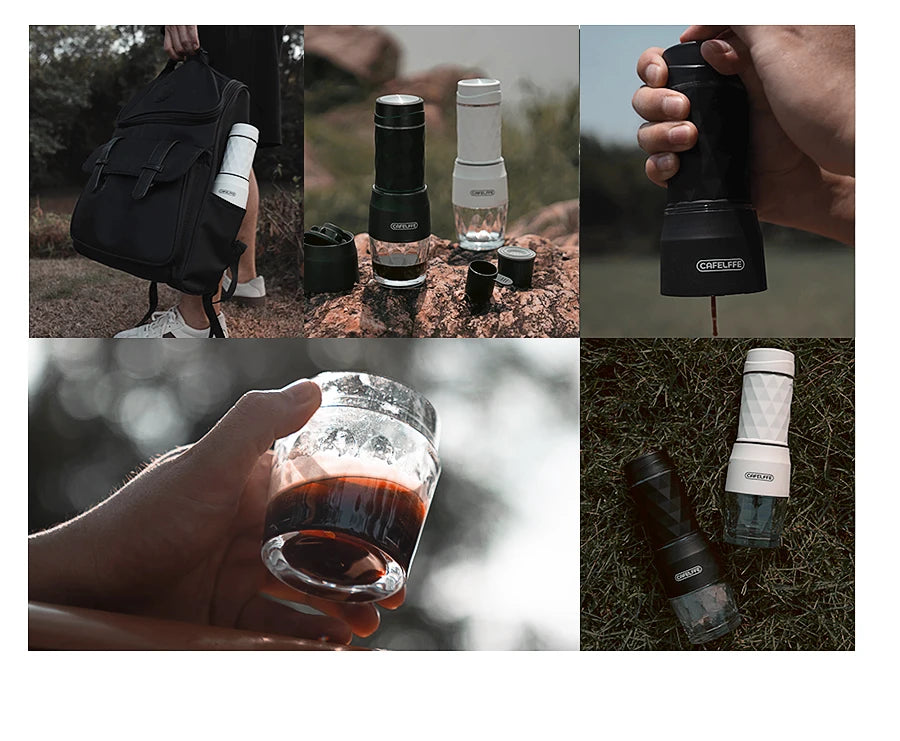 Machine à Café Portable Cafelffe 3-en-1 - Cafetière Manuelle Espresso Capsule & Moulu Voyage Camping