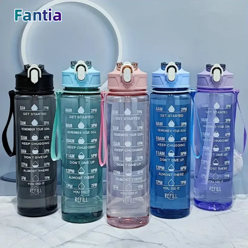 Bouteille Sport 800ml Échelle Temps - Gourde Étanche Fitness Voyage