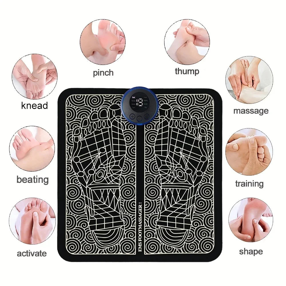 Tapis Massage Électrique Pieds EMS - Appareil Relaxation Musculaire Fitness Sport Maison