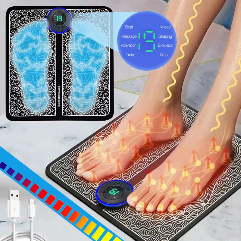 Tapis Massage Électrique Pieds EMS - Appareil Relaxation Musculaire Fitness Sport Maison