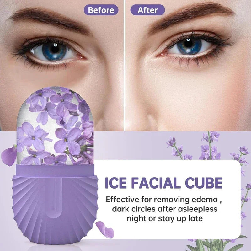 Roller Facial Glacé Silicone - Anti-Poches Yeux Resserre Pores Massage Visage