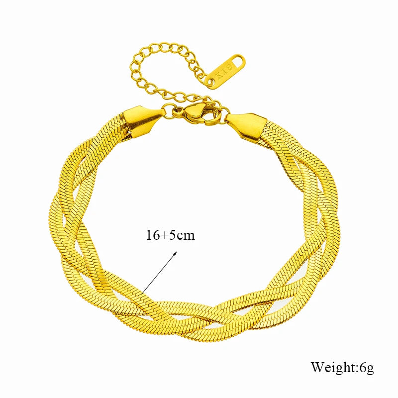 Set Bijoux Acier Inoxydable 316L - Collier Chaîne Serpent + Bracelets 3en1 Étanche