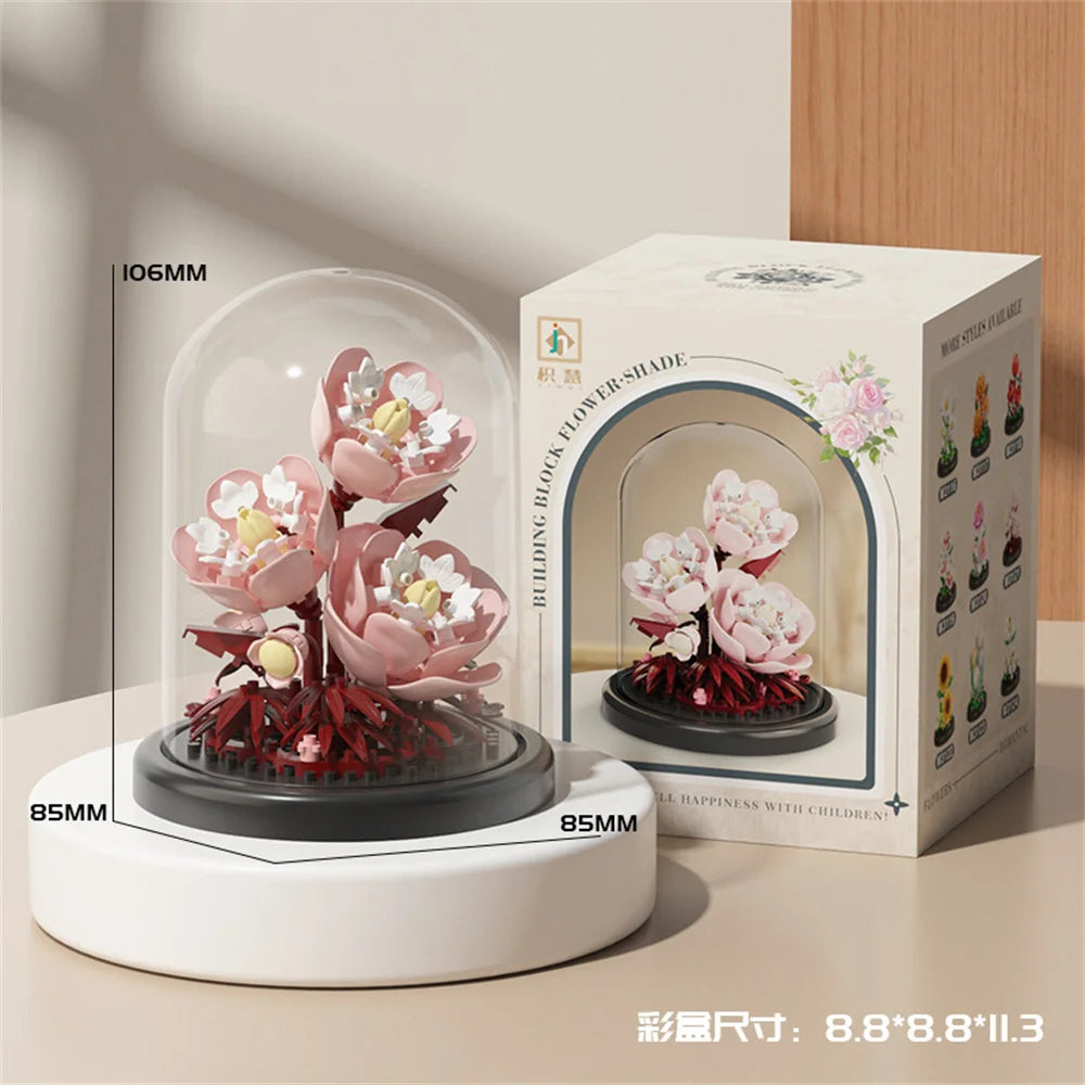 Bouquet Fleurs Éternelles Briques Construction - Bonsaï Déco Maison Micro Blocs Cadeau Anniversaire Enfant
