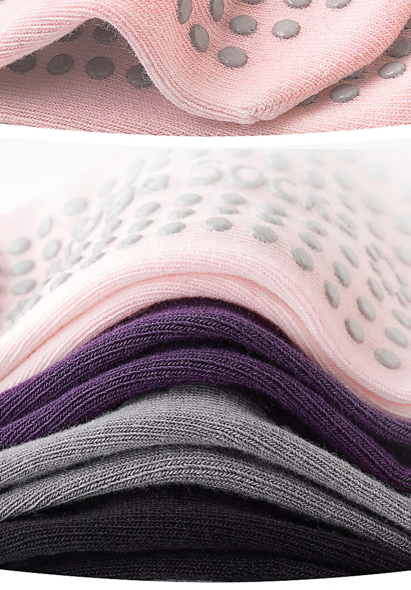 Chaussettes Yoga Femme Antidérapantes Silicone - Socquettes Pilates Ballet Sport Sans Talon Respirantes