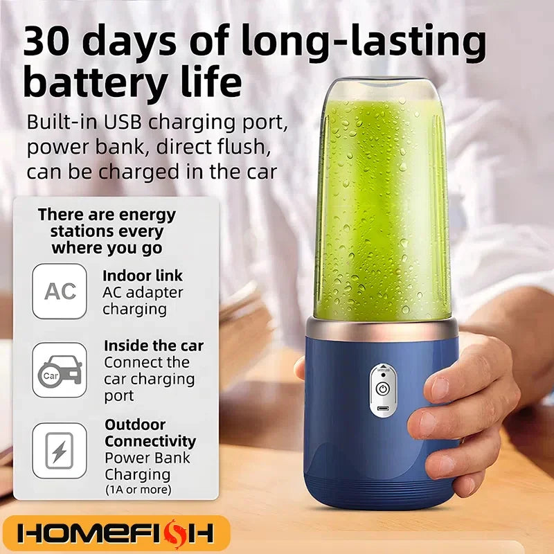 Extracteur Jus Portable Rechargeable USB - Blender Smoothie Fruits Voyage