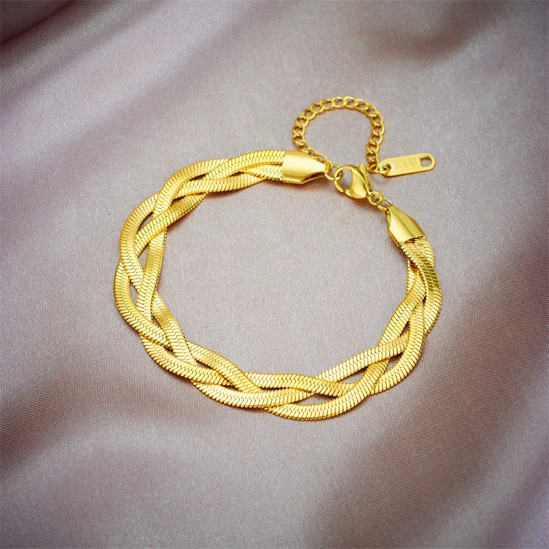 Set Bijoux Acier Inoxydable 316L - Collier Chaîne Serpent + Bracelets 3en1 Étanche