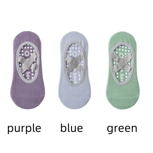 Chaussettes Yoga Femme Antidérapantes Silicone - Socquettes Pilates Ballet Sport Sans Talon Respirantes