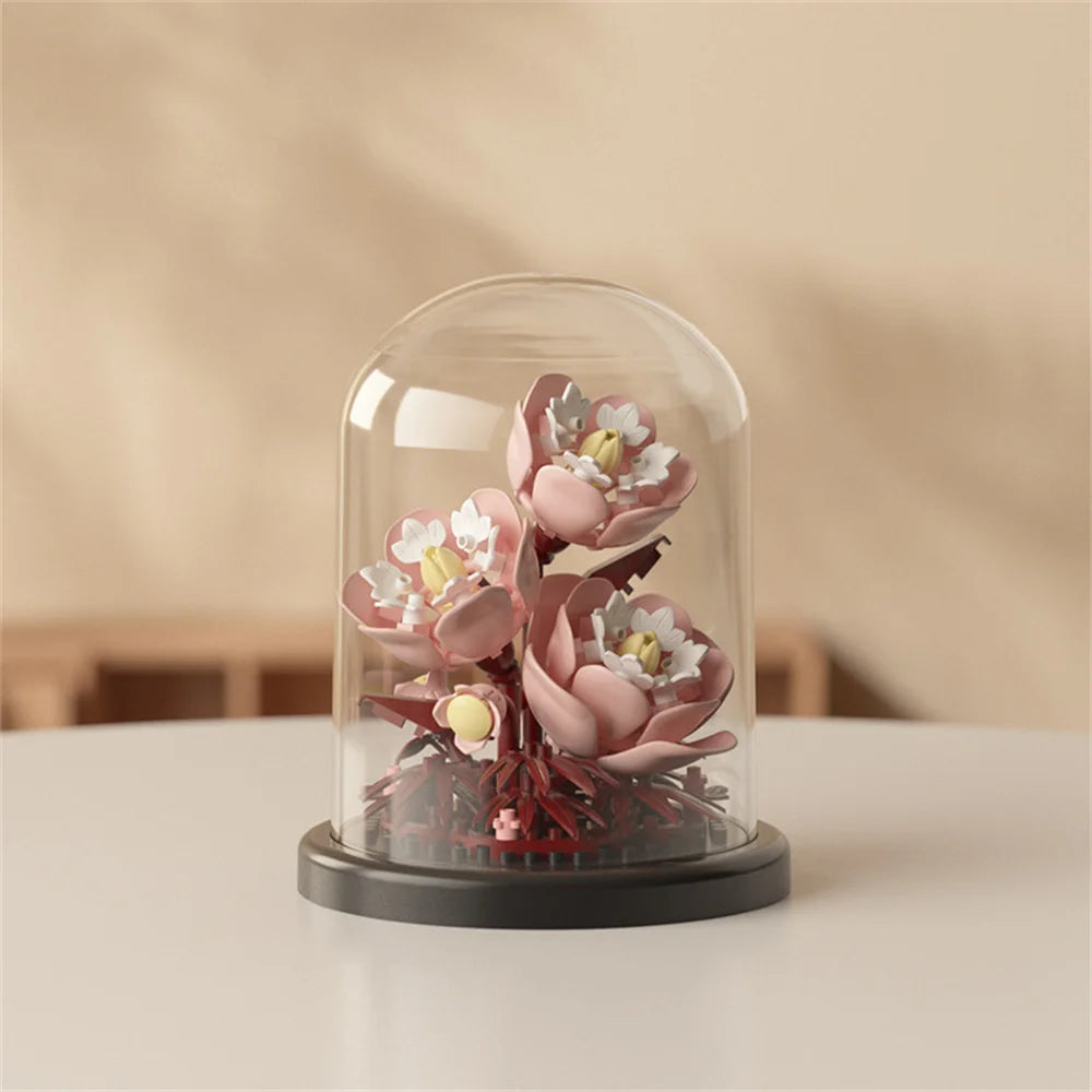 Bouquet Fleurs Éternelles Briques Construction - Bonsaï Déco Maison Micro Blocs Cadeau Anniversaire Enfant