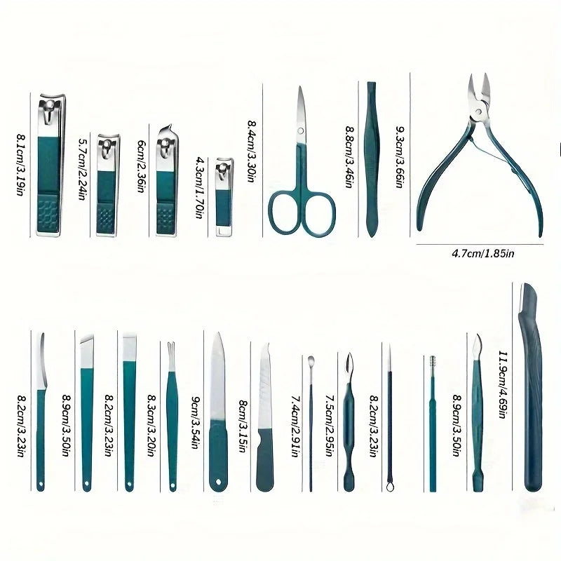 Kit Manucure Pédicure Professionnel 7-18 Pièces - Acier Inoxydable avec Étui Voyage