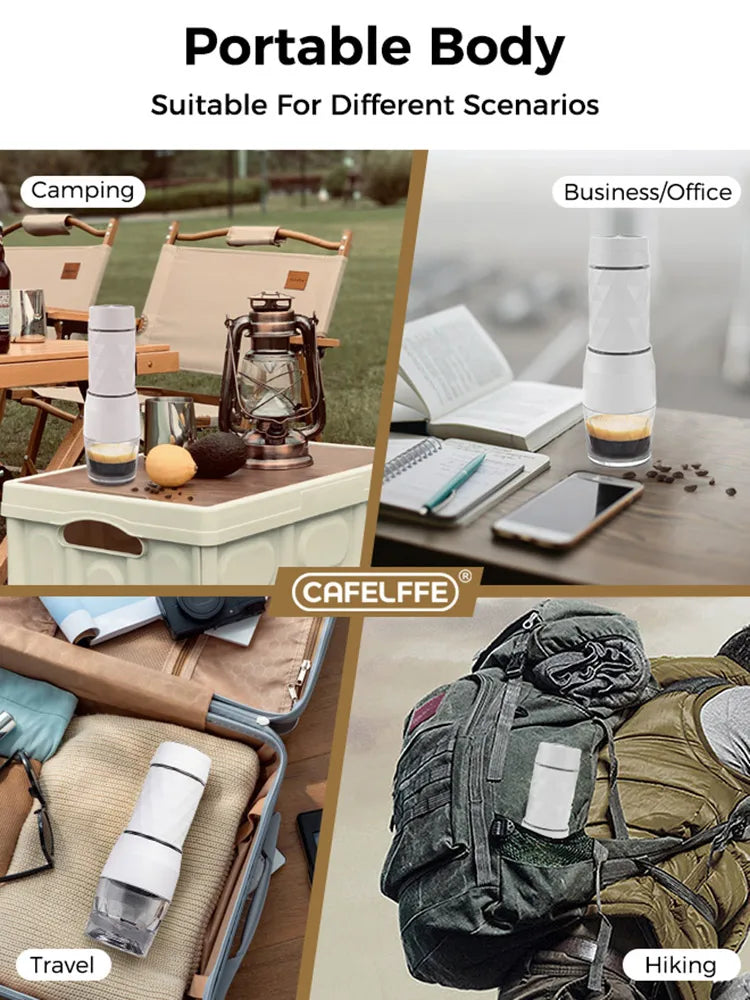 Machine à Café Portable Cafelffe 3-en-1 - Cafetière Manuelle Espresso Capsule & Moulu Voyage Camping