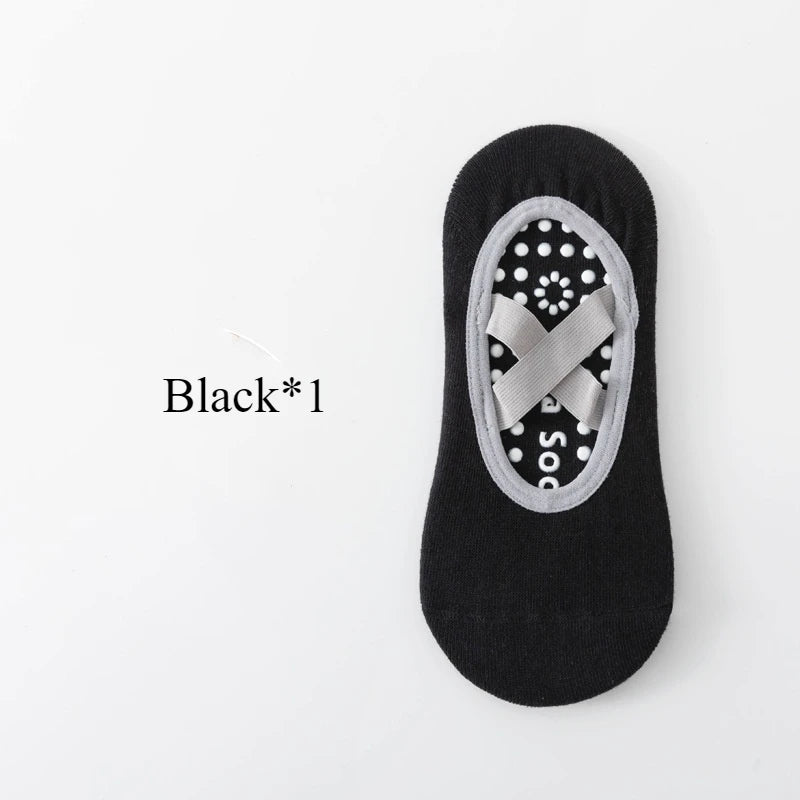 Chaussettes Yoga Femme Antidérapantes Silicone - Socquettes Pilates Ballet Sport Sans Talon Respirantes