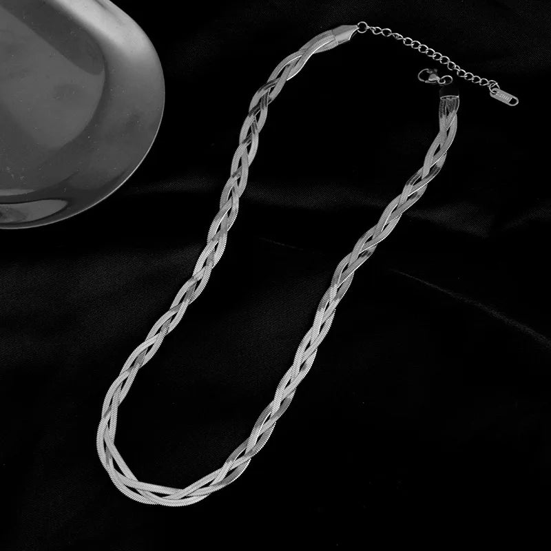 Set Bijoux Acier Inoxydable 316L - Collier Chaîne Serpent + Bracelets 3en1 Étanche