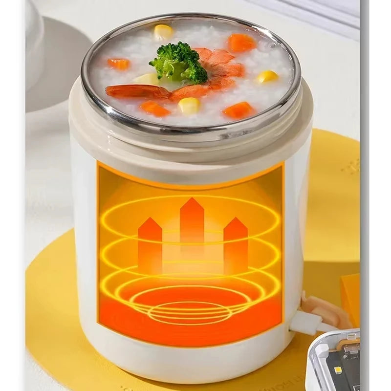 Lunch Box Chauffante USB 600ml - Boîte Repas Électrique Portable Acier Inoxydable