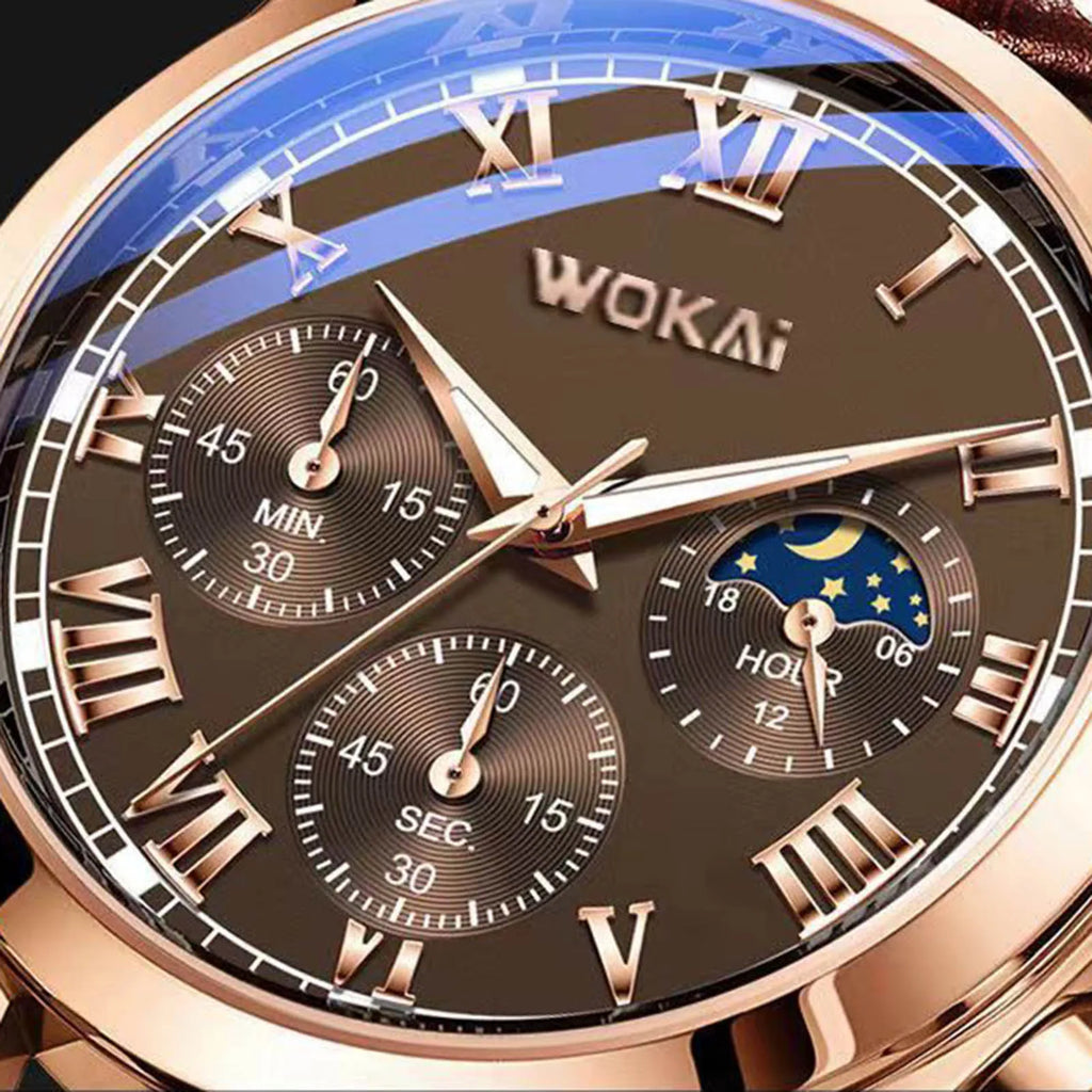 Montre Homme Luxe Cuir - Business Quartz Calendrier Élégante Cadeau