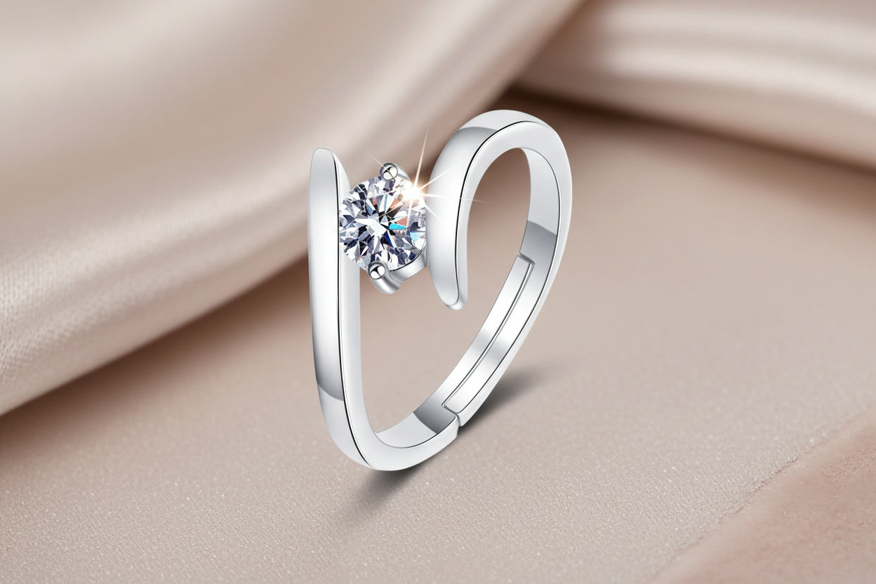 Bague Femme Argent 925 Zircon - Élégante Alliance Mariage
