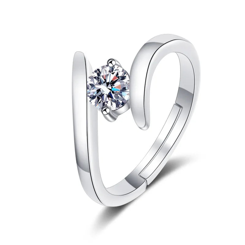 Bague Argent 925 Zircon - Élégante Luxe Femme Mariage Soirée Cadeau