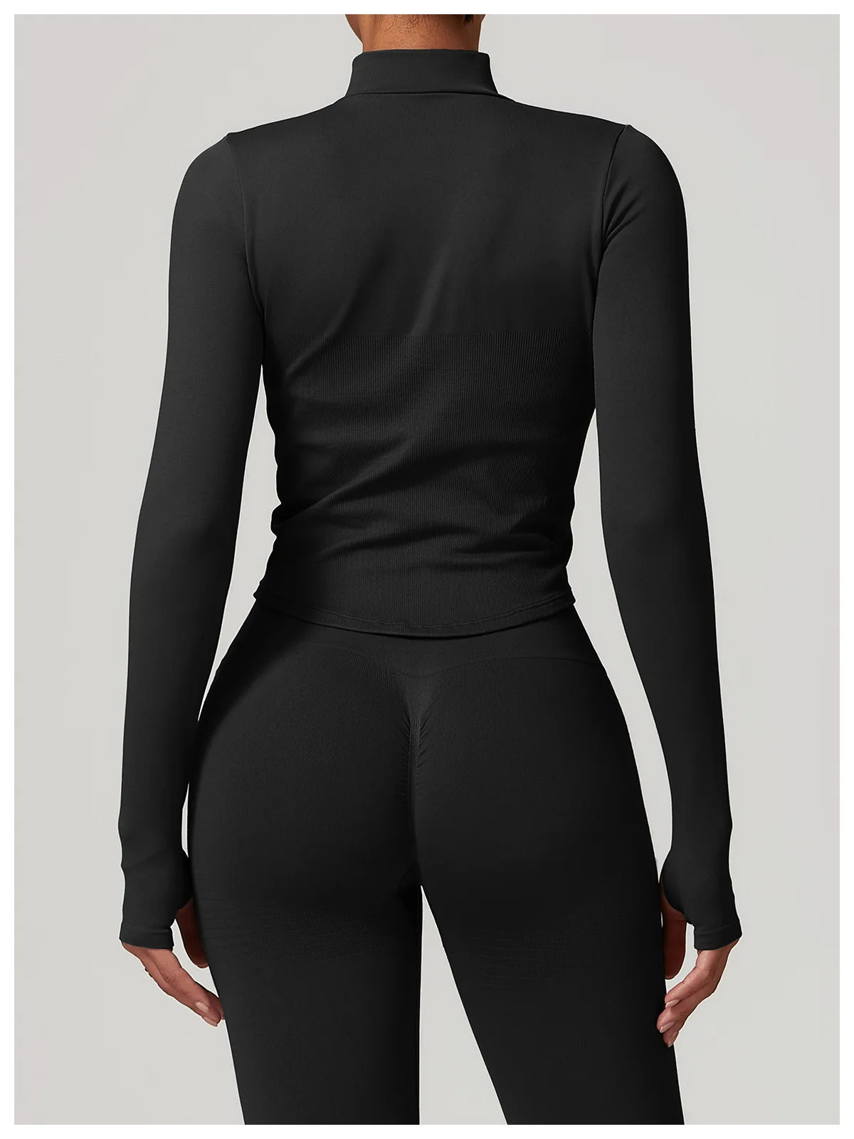 Veste Sport Femme Zippée Crop Top Manches Longues - T-shirt Yoga Running Fitness Séchage Rapide