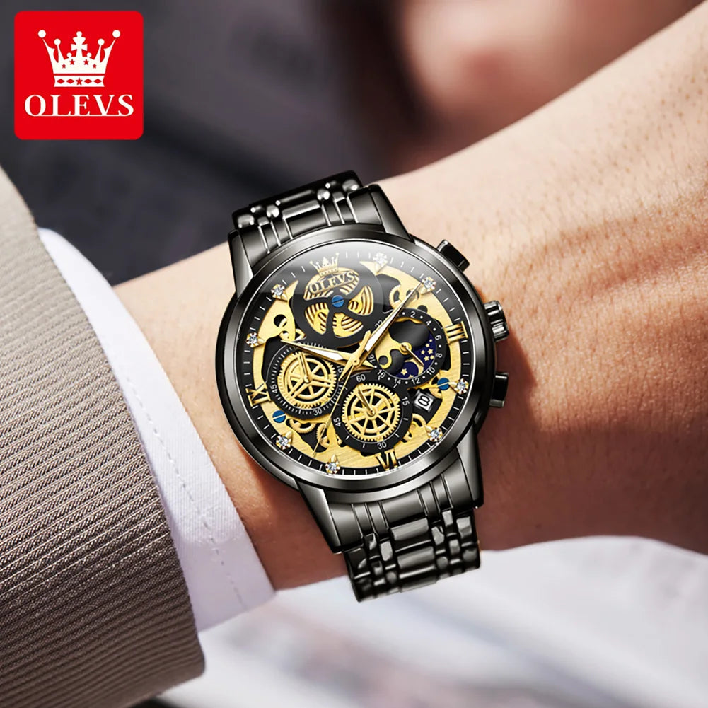 Montre Homme OLEVS Waterproof 30m - Chronographe Lumineux Quartz