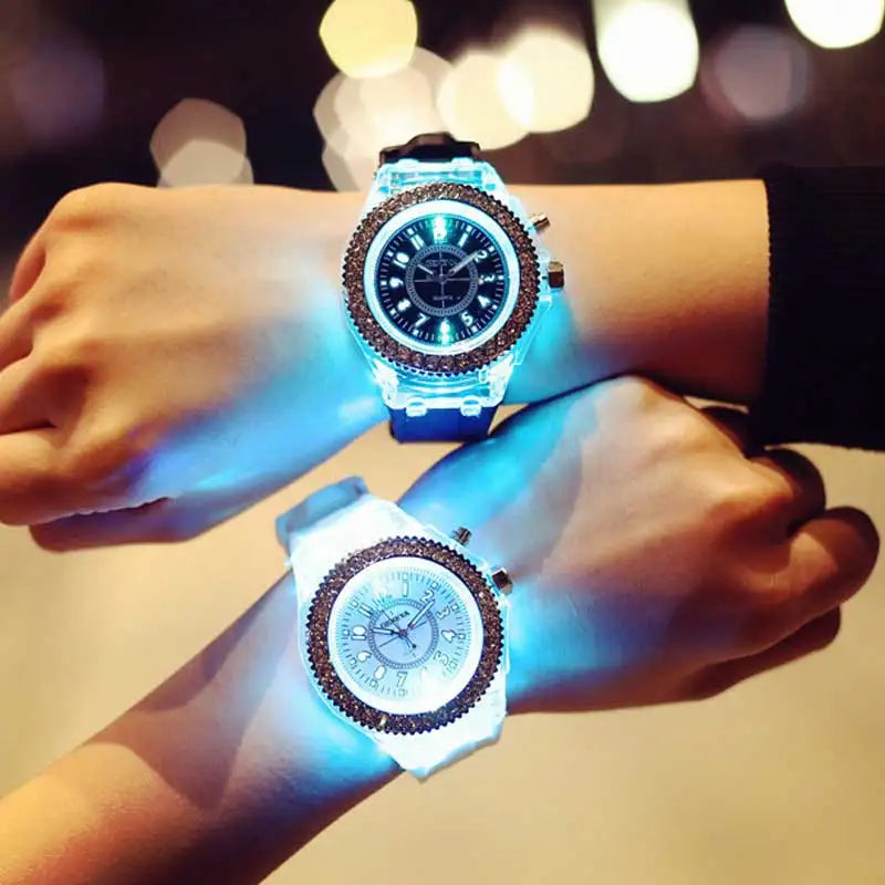 Montre LED Lumineuse Strass - Silicone Fashion Unisexe Enfant Adulte